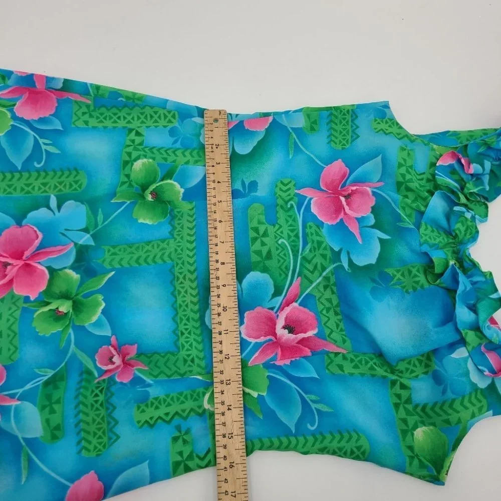 Vintage Pomare Hawaii Floral Ruffled Top Maxi Dress - Picture 7 of 10